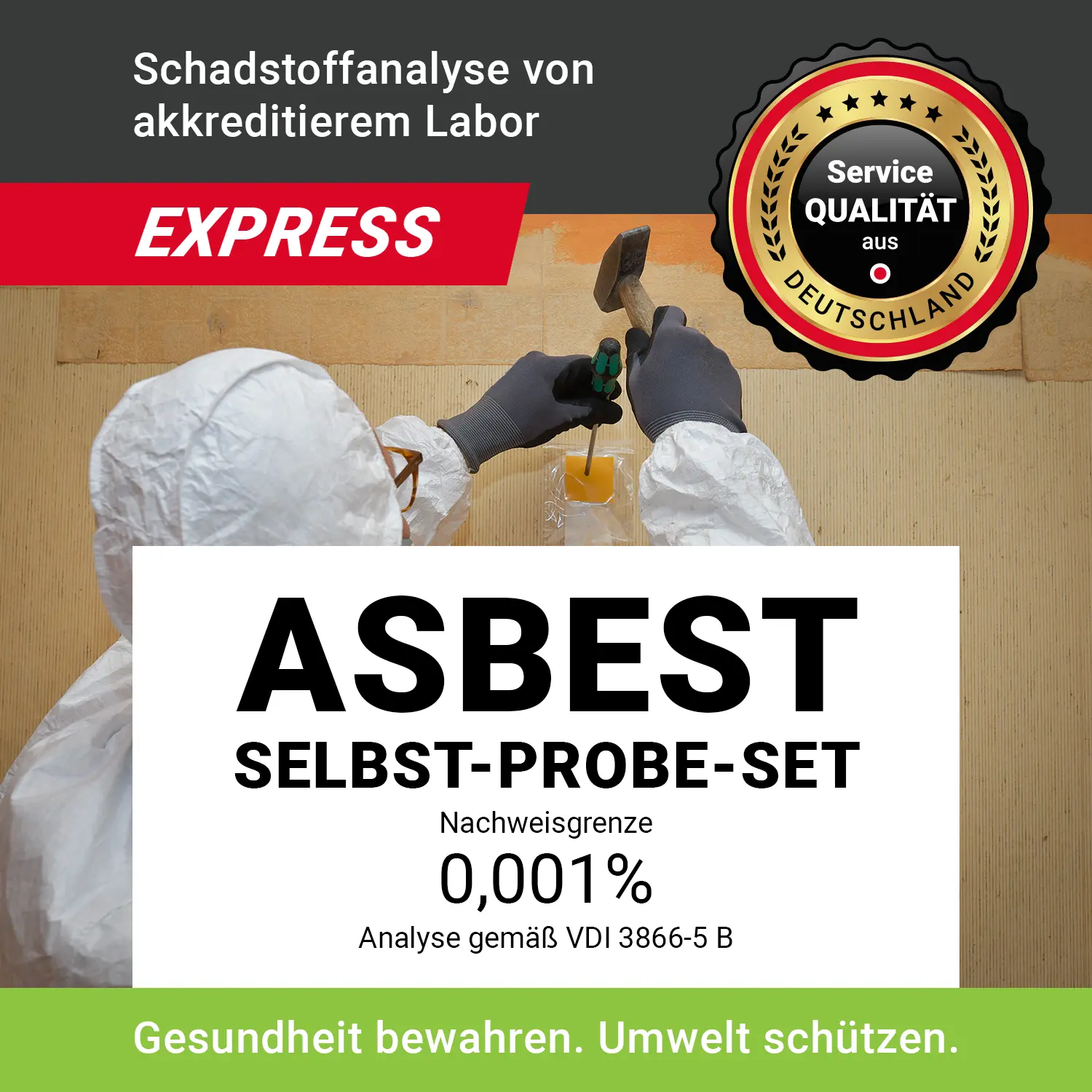 Asbest Selbst-Probe-Set 0,001% Express